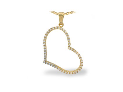 Zlatý přívěs se zirkony, srdce 2000307100006