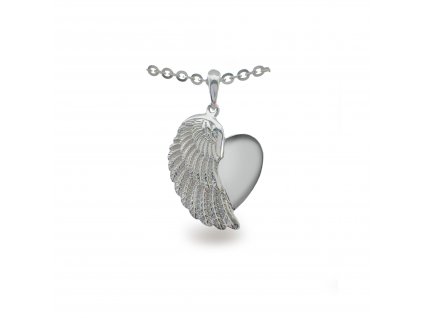 Přívěsek z bílého zlata, srdce, křídlo anděla 20002160030004
