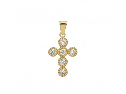 Zlatý přívěsek se zirkony, kříž 200310530004