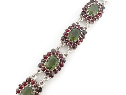 7143 4 stribrny naramek s vltaviny a granaty 2000112940001