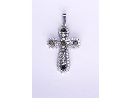 621 stribrny privesek kriz s brousenymi vltaviny a zirkony 2000171660001