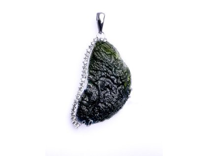 1092 stribrny privesek s neopracovanym vltavinem a zirkony 2000150860002