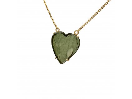 9729 zlaty nahrdelnik s vltavinem srdce 2000330980001