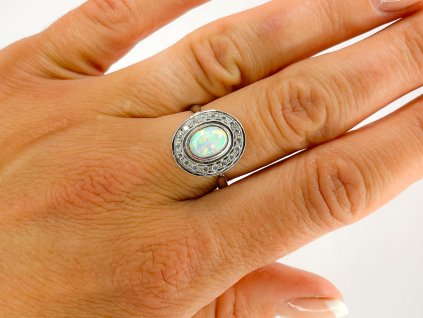 Zlatý prsten s opálem a zirkony 2000224120001