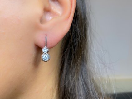 Zlaté náušnice se zirkony bílé zlato 2000219530006