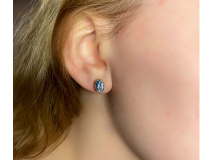 Zlaté náušnice s modrým topazem 2000273850003