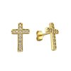 Zlaté náušnice s kameny křížek 2000306690002
