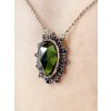 8764 2 stribrny nahrdelnik s vltavinem a granaty 2000326460005