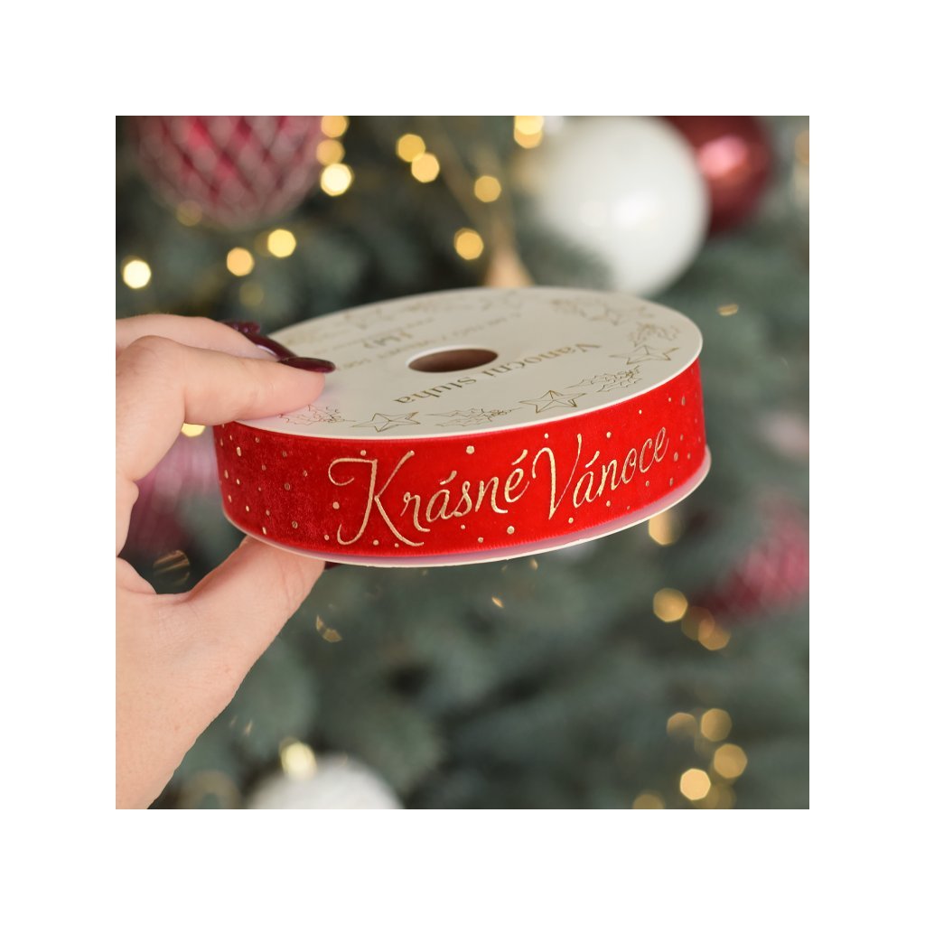 Vánoční saténová stuha - Krásné Vánoce