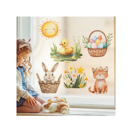 Samolepka na okno - Barevné Velikonoce
