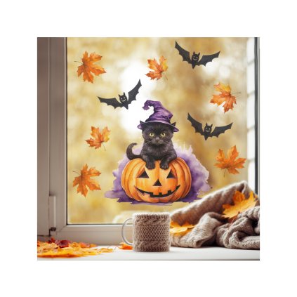 Samolepka na sklo - Kočička čarodějnice