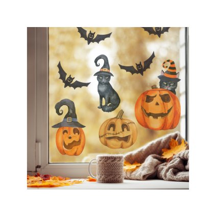 Samolepka na sklo - Strašáci s kočkami