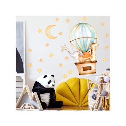 Samolepka na zeď - Balón a zvířátka