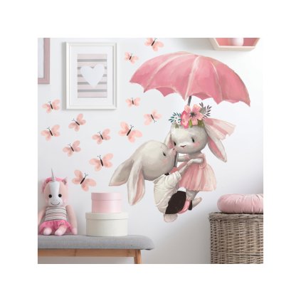 Samolepka na zeď - Dva zajíčci