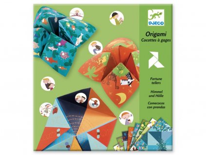 Djeco origami skládačka Nebe, peklo, ráj se samolepkami