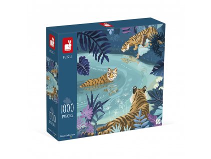 Janod puzzle Art Tygři při úplňku 1000 dílků