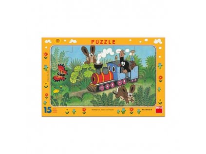 Dino puzzle Krtek a lokomotiva 15 dílků