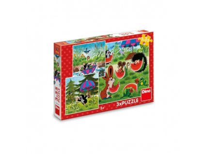 Dino puzzle Krteček a paraplíčko 3x55 dílků