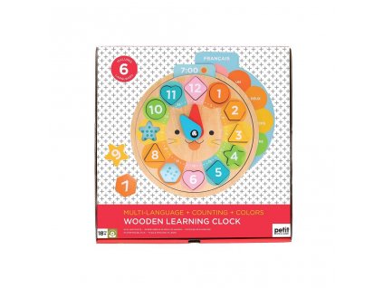 Petitcollage dřevěné hodiny na učení času, barev a počítání