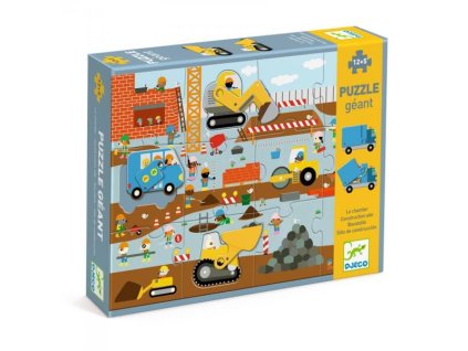 Velké Djeco puzzle DJ07167 – staveniště z 12 dílků pro děti od 3 let
