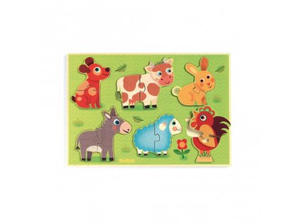 Djeco dřevěné vkládací puzzle Na dvorku