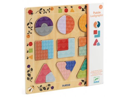 Djeco dřevěné puzzle tvary