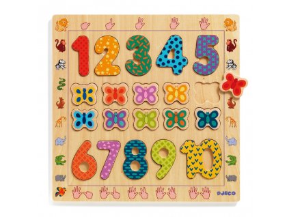 Djeco dřevěné vkládací puzzle Počítání s motýlky