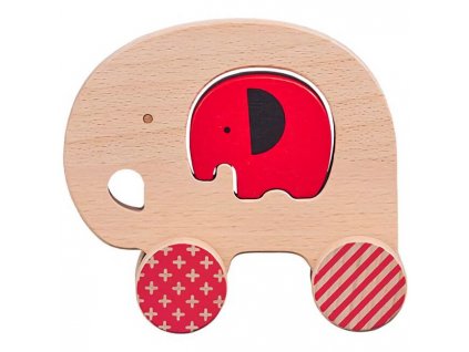 Petitcollage dřevěný slon a slůně na kolečkách