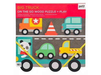 Petitcollage dřevěné vkládací puzzle auta