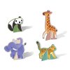 Čtyři zvířecí figurky z kartonu ze sady KukiKuk puzzle loto Výlet do ZOO