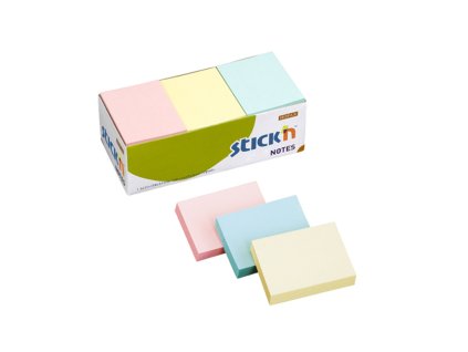 Bloček samolepicí STICK'N 38 x 51 mm - pastelový mix / 12 x 100 ks