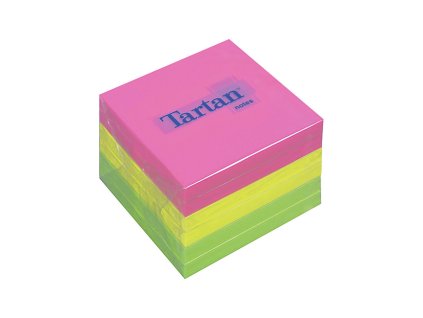 Bloček samolepicí TARTAN 76x76 mm - mix neon. barev / 6x100 listů