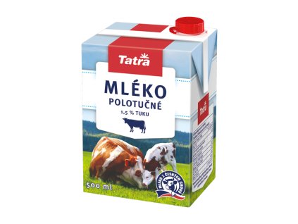 Mléko polotučné 1,5% Tatra 500 ml