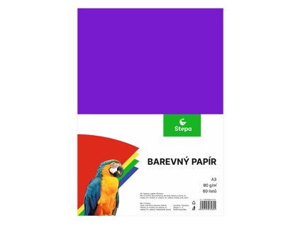 Papír barevný A3/80g/60 listů - mix 12 barev