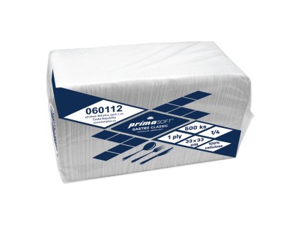 Ubrousky Gastro 33 x 33 cm, 1 vrstva celulóza - bílá / 500 ks-(060378)