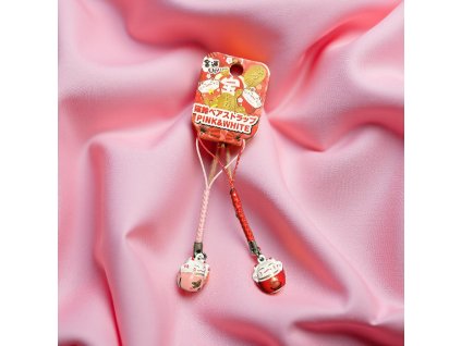 Japonské přívěsky Maneki-neko Pink & White