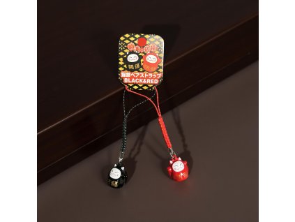 Japonské přívěsky na telefon Maneki-neko Black & Red