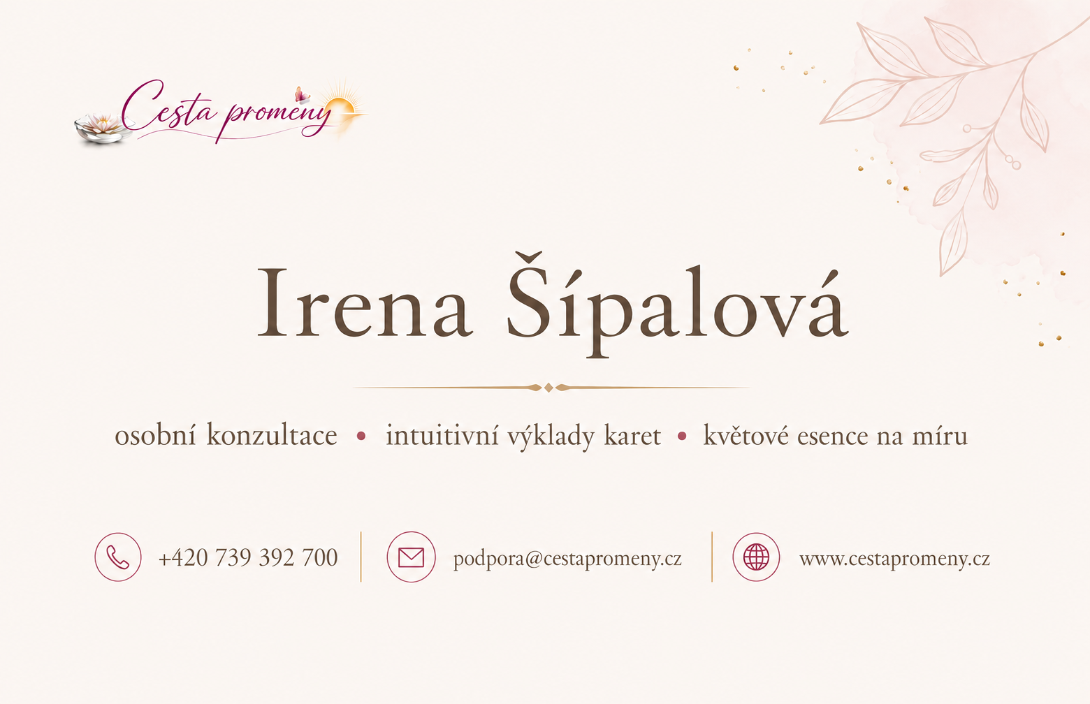 Vizitka Cesta proměny - Irena Šípalová