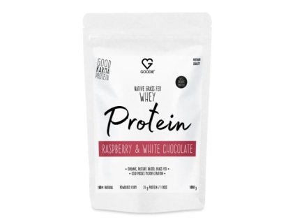 Goodie Nativní syrovátkový protein BIO GrassFed - Malina a bílá čokoláda - cestouprirody.eu