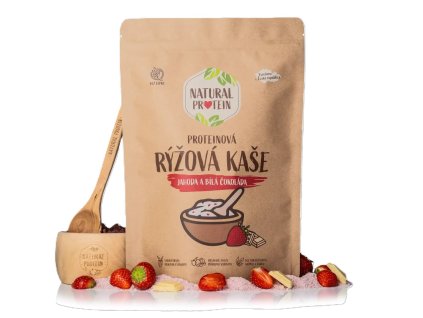 NaturalProtein Proteinová rýžová kaše - Jahoda a bílá čokoláda 480g - cestouprirody.eu