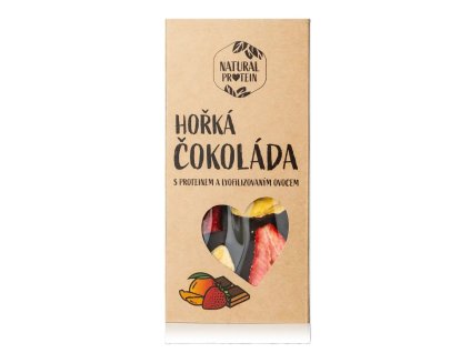 NaturalProtein Hořká čokoláda s proteinem a lyofylizovaným ovocem 85 g - cestouprirody.eu