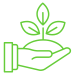 Na obrázku je ruka s hlínou, ze které vyrůstá květina jako symbol souladu s přírodou