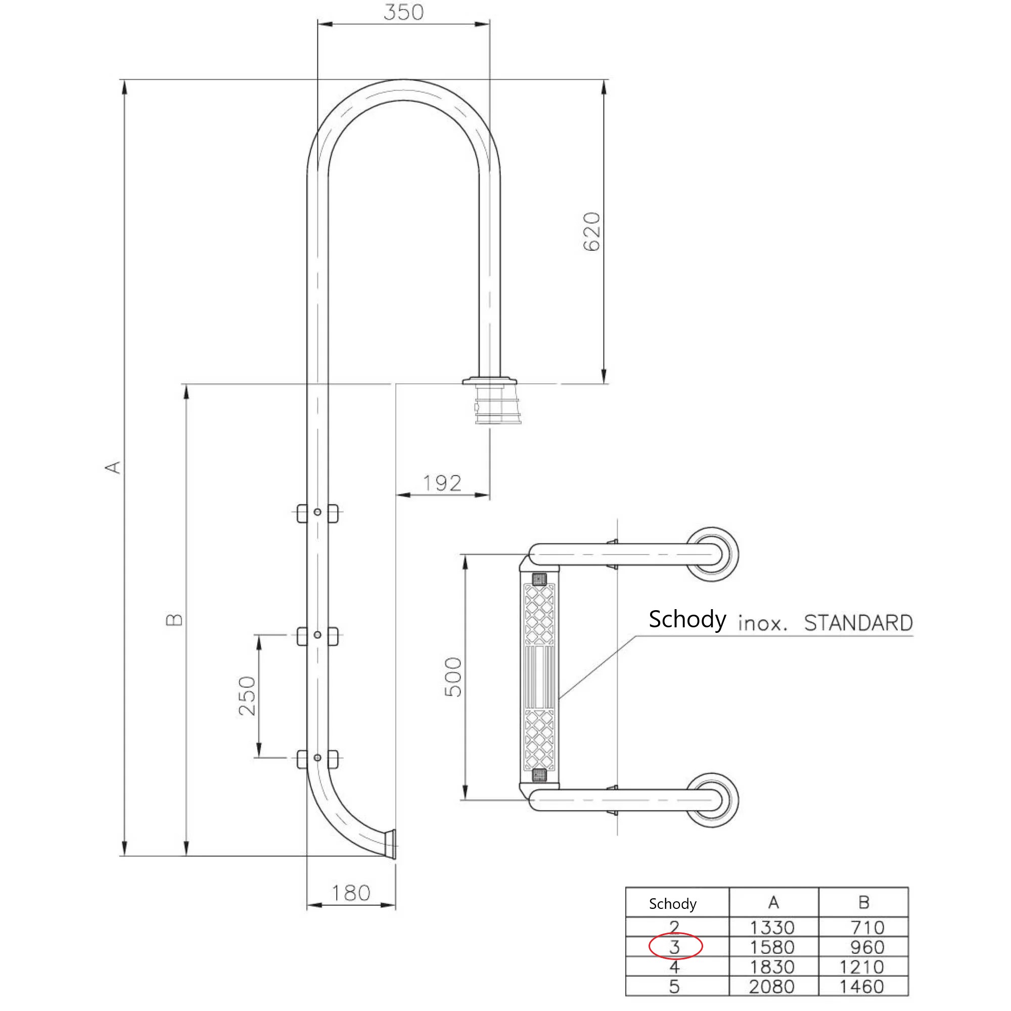 Bazénové schůdky CF (ÚZKÉ) pro zapuštěné bazény s hl. 100-120 cm