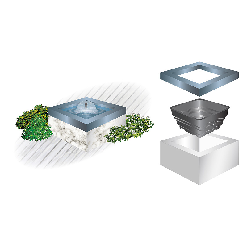 Heissner terasové jezírko čtvercové z PE, 70 l, 58 x 58x 30 cm B080-00