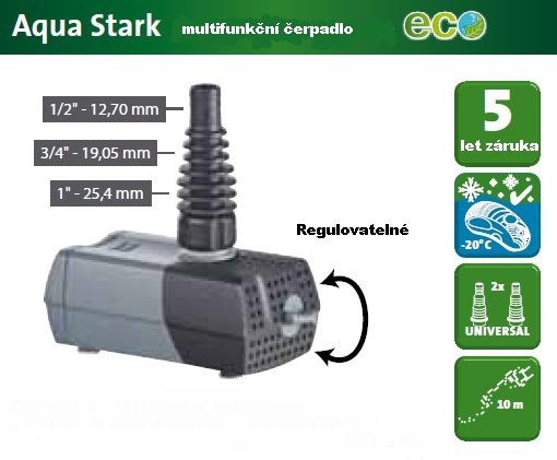 Heissner multifunkční čerpadlo regulovatelné 700 - 1400 l/h, 16 W pro fontány, chrliče P1400E-00