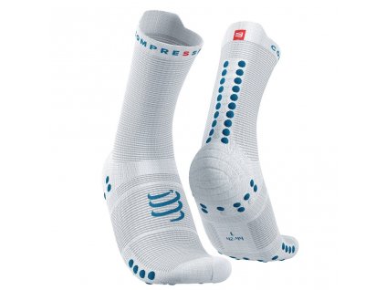 Compressport ponožky na behanie pro racing v4.0 white blue