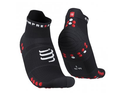 pro racing socks v4 0 run low black red t3