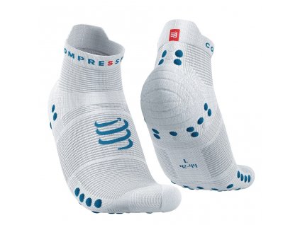 pro racing socks v4 0 run low white fjord blue t2