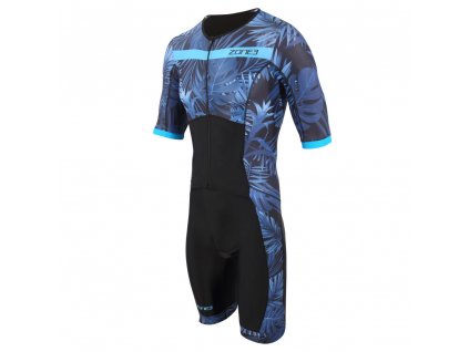 men s activate tropical palm short sleeve full zip trisuit navy blue CFshop.sk 1