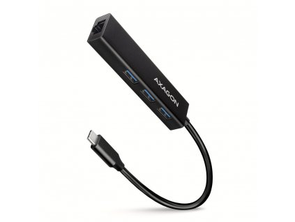 AXAGON HMC-GL3A 3x USB-A + GLAN, USB 3.2 Gen 1 hub, metal, 20cm USB-C cable